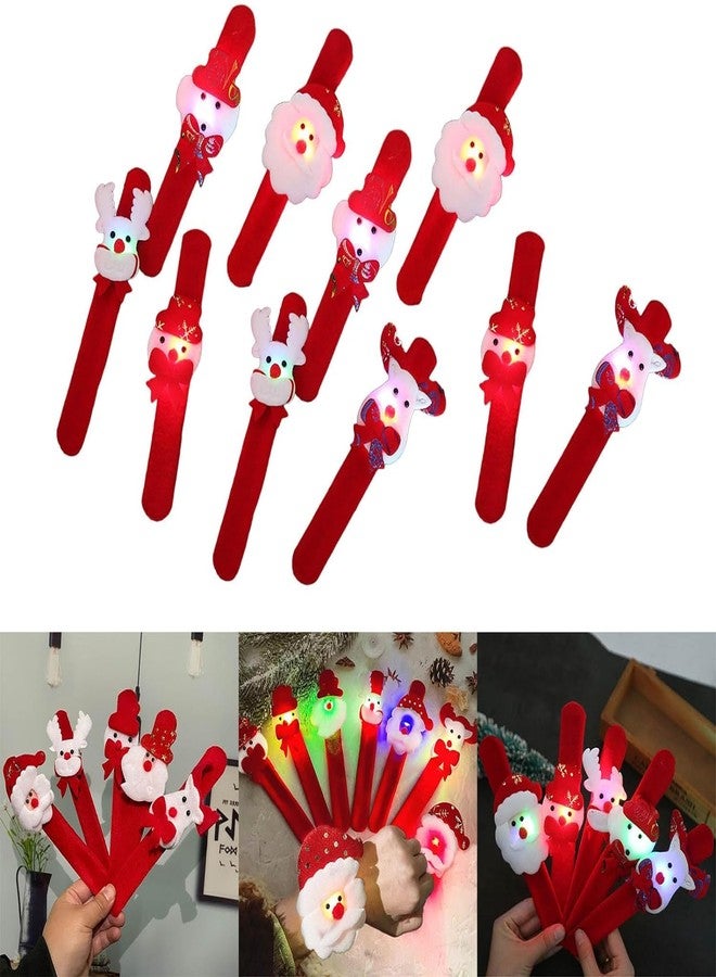Partunay 4 Pcs Kids Led Christmas Bracelets Wristband Christmas Snap Bracelet Party Favors Santa Claus Snowman Reindeer Bear Christmas Decorations for Girls and Boys Christmas Gift For Kids - Image 3